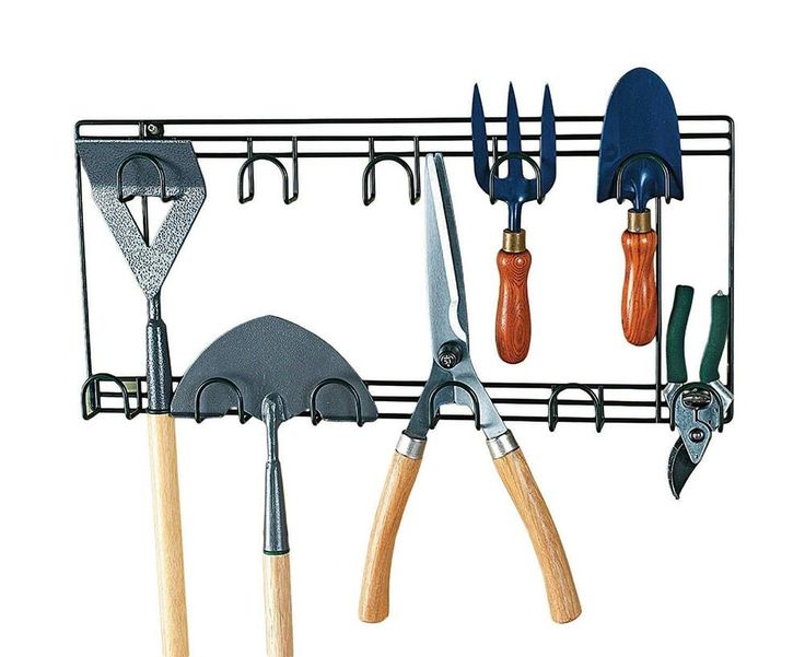 Wall Mounted Storage Rack Garden Tool Organizer Yard Shovel Rake Set