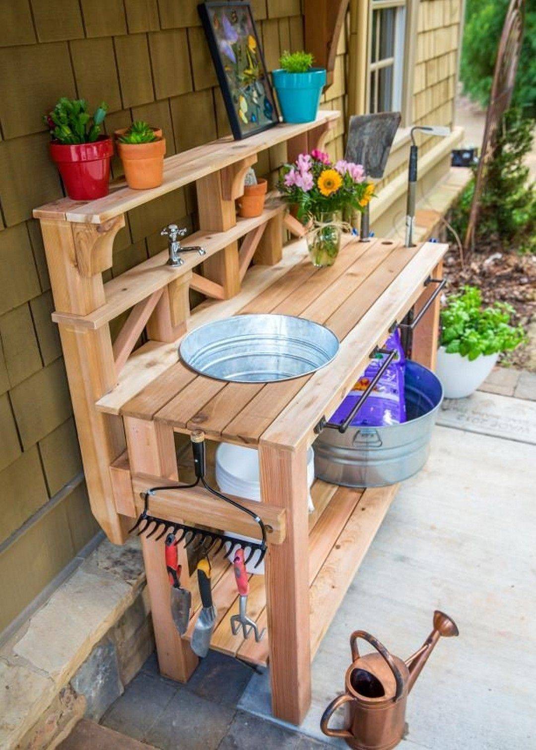 Charming Outdoor Garden Potting Bench Design Ideas Decorelated