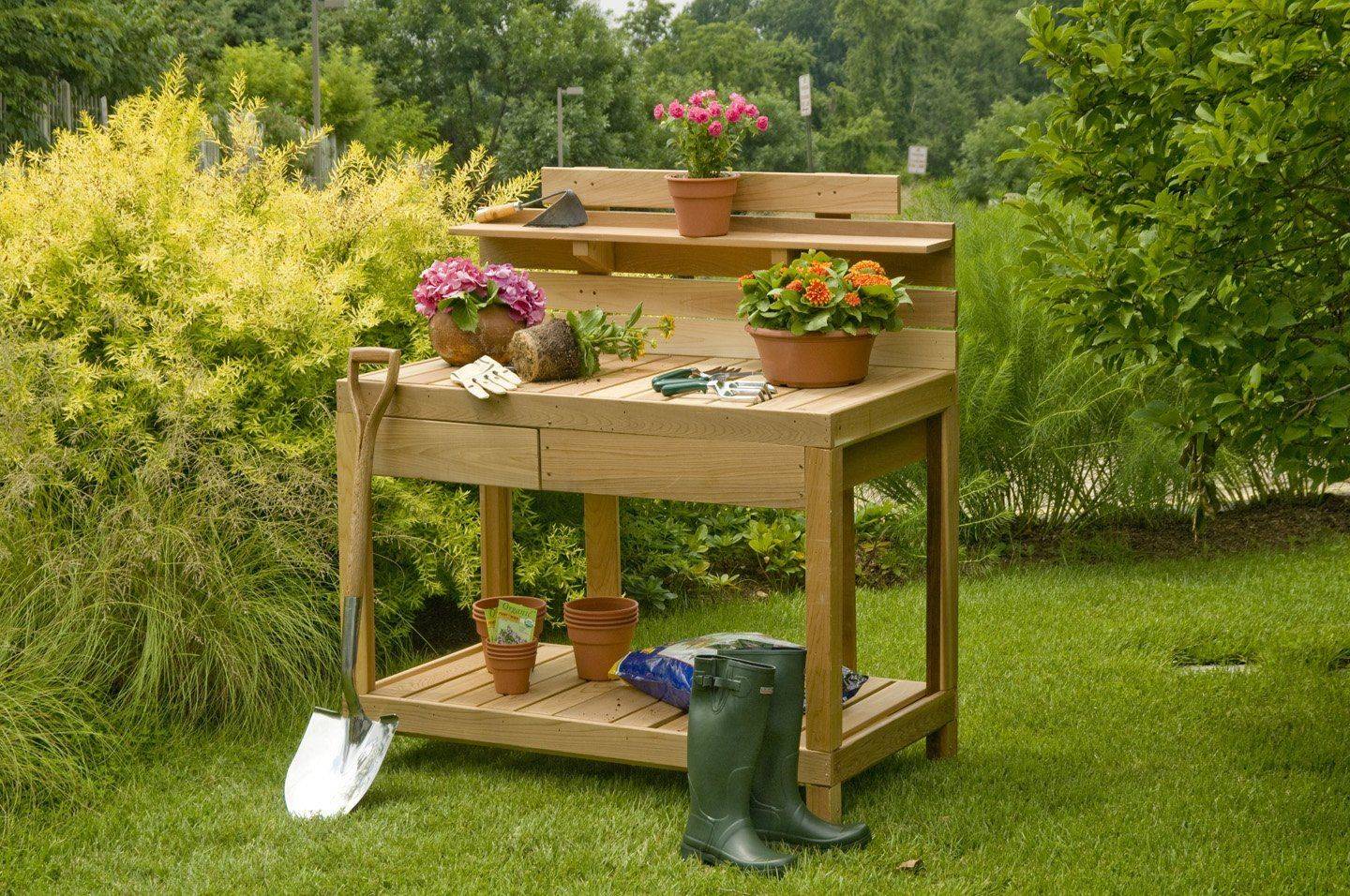 Bench Cedar Potting Table