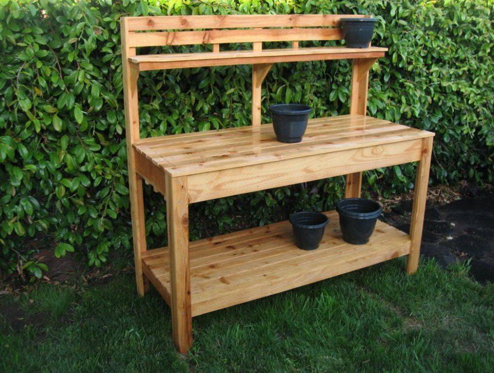 Topeakmart Outdoor Wooden Garden Potting Bench Planting Table Work