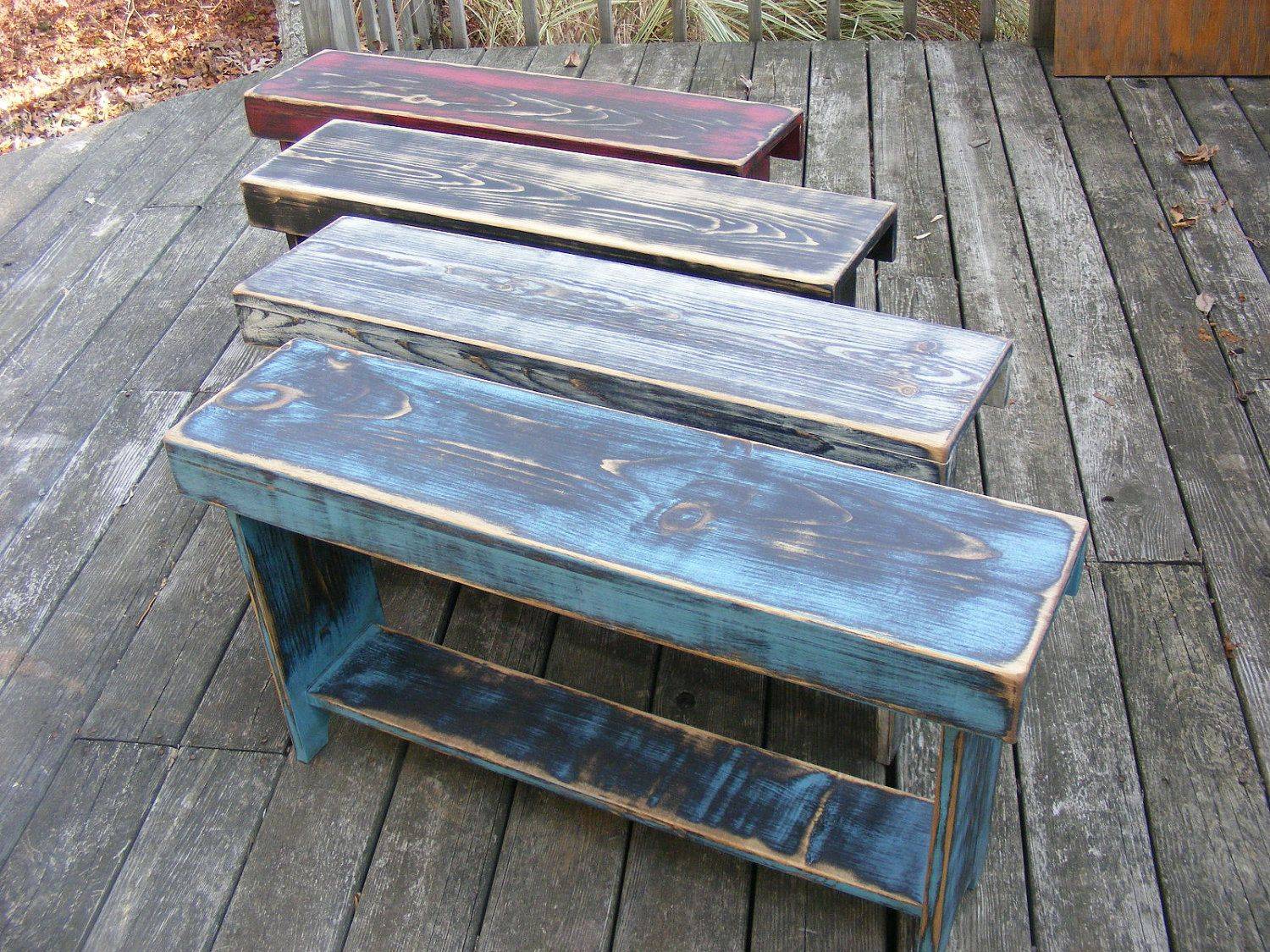 Rustic Wood Bench Indoor Outdoor Solid Wood Primitive Framed Etsy