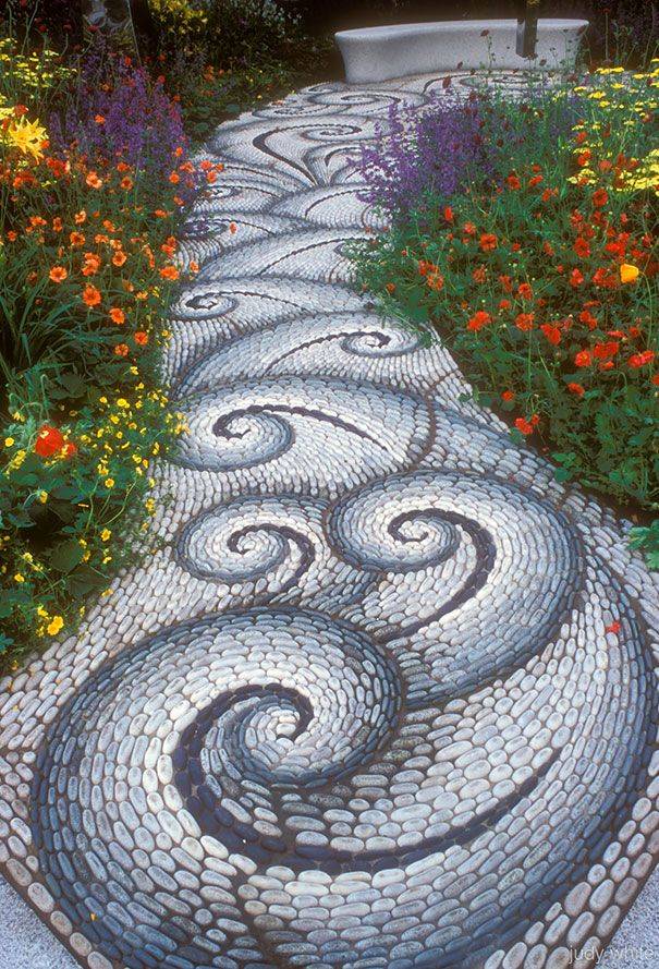Garden Pathway Pebble Mosaic Ideas