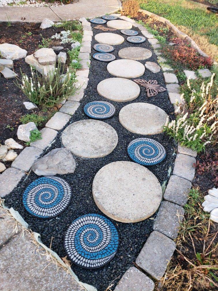 Natural Pebble Mosaic And Stepping Stones