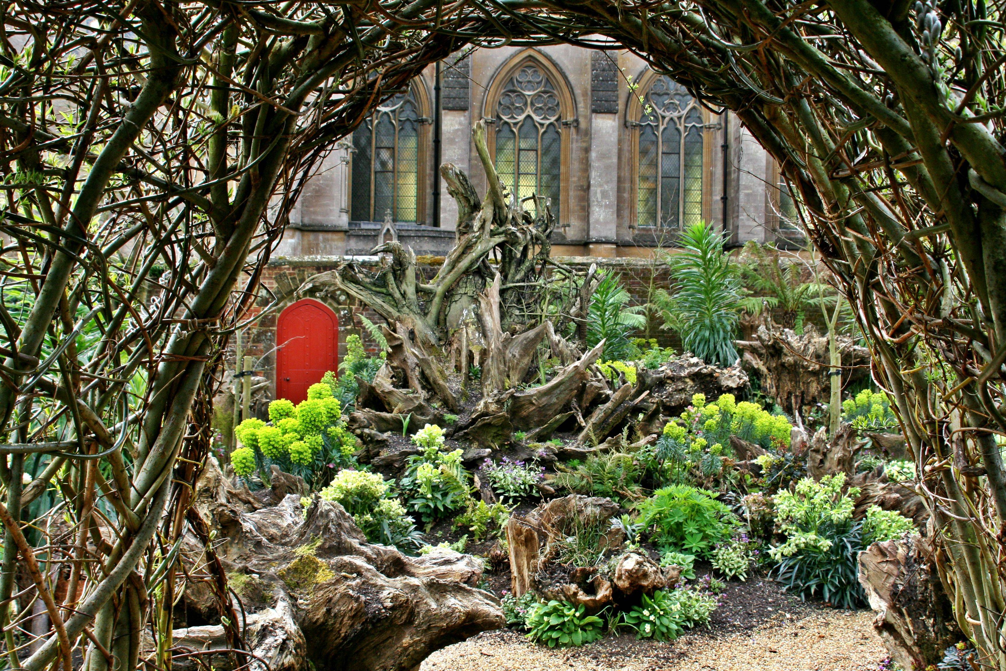 Newly Planted Small Garden Stumpery