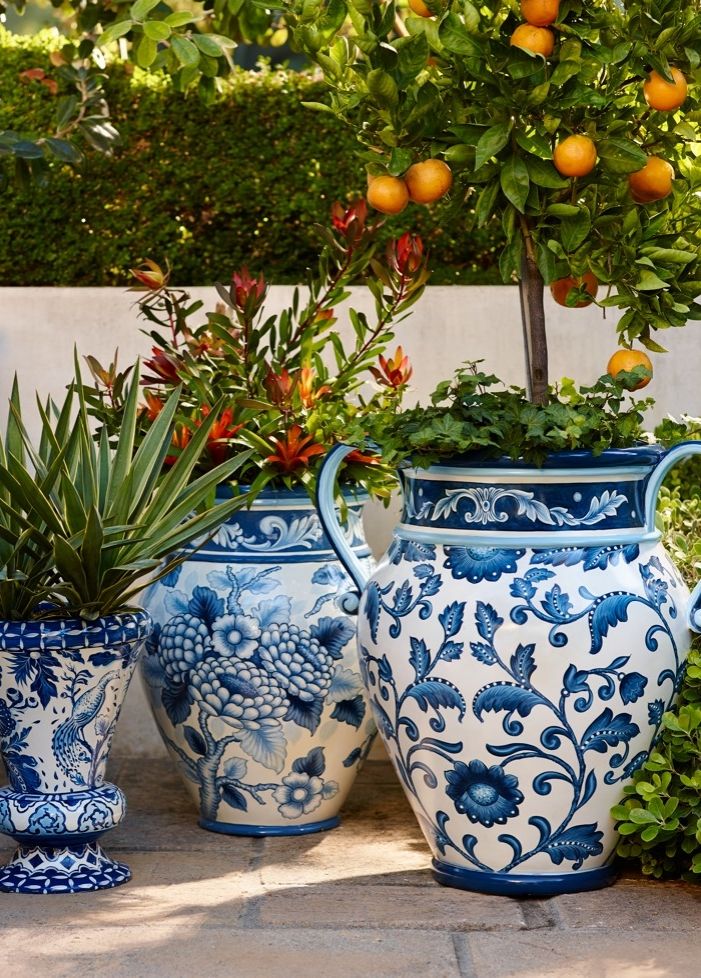 Giant Blue And White Porcelain Planters