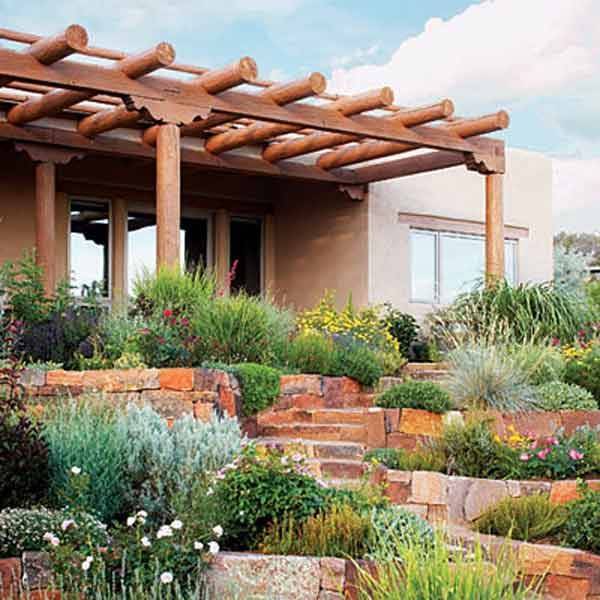 Santa Fe Style Front Entrance Garden Entrance