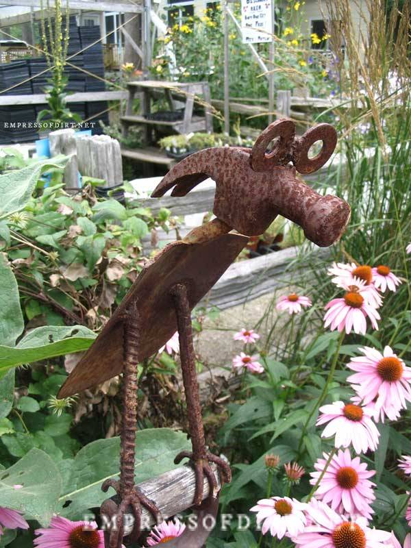 Funky Bird Metal Yard Art