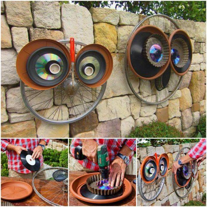 An Upcycled Bicycle Wheel Garden Pumpkin Garden Crafts