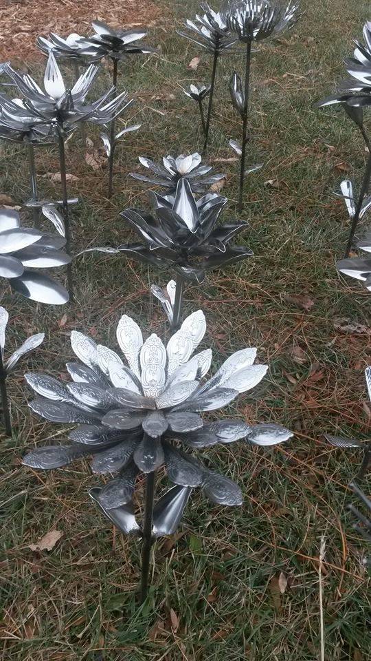 Diy Welded Silverware Garden Flowers Silverware Art
