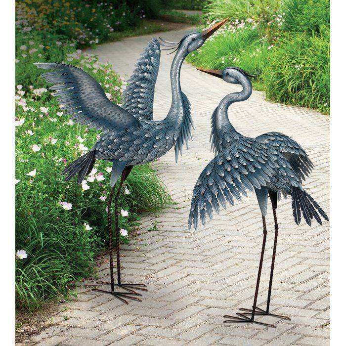 Dovecove Outdoor Metal Crane Heron Yard Art Statue