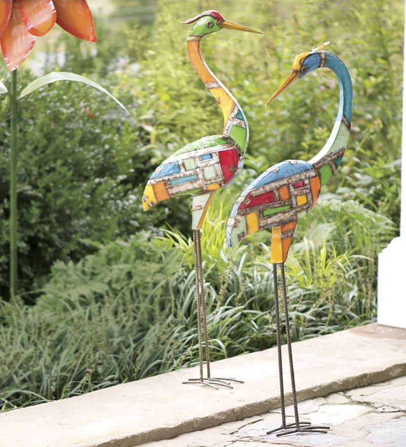 Heron Handmade Recycled Metal Garden Sculpture
