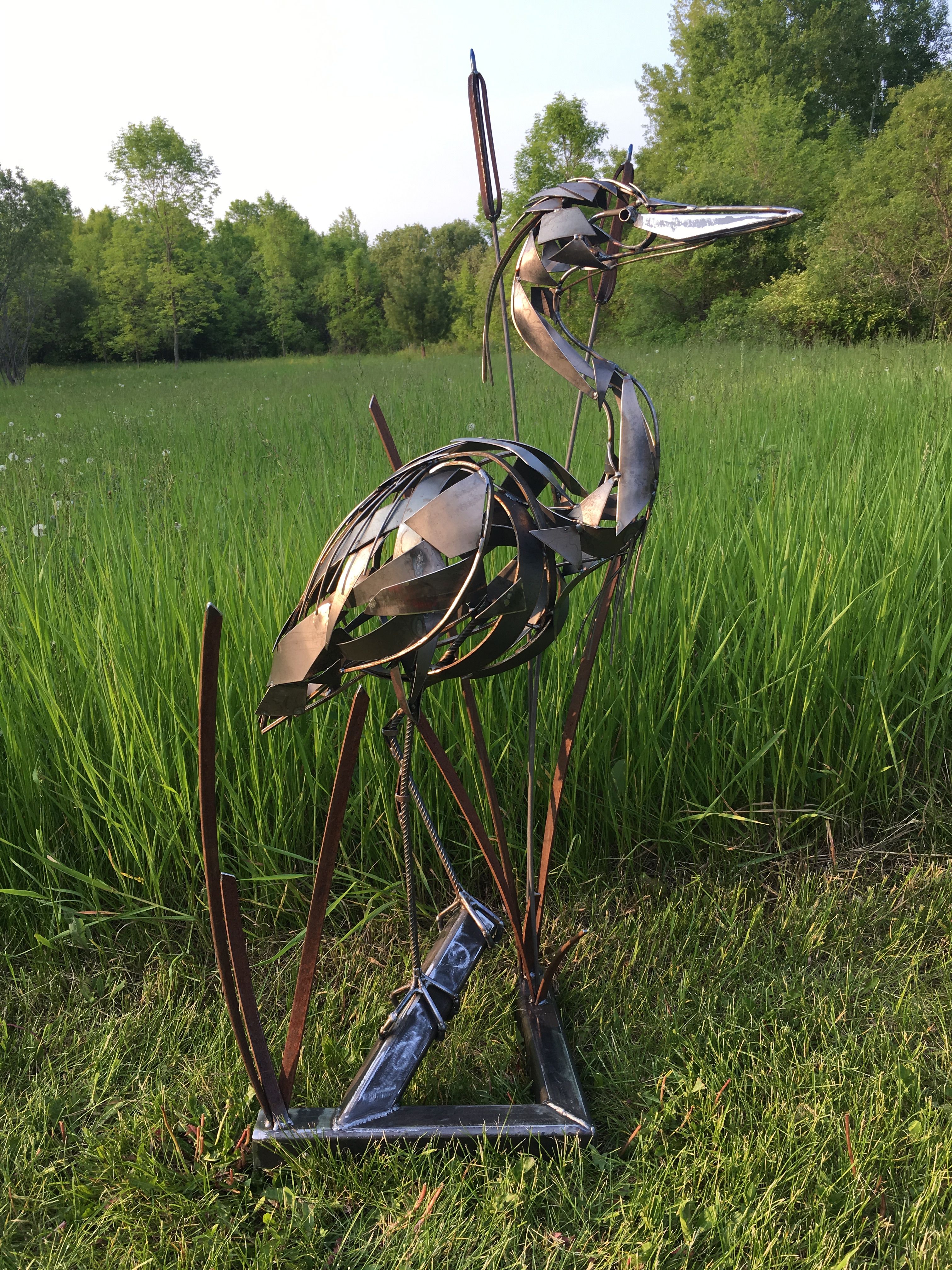 Metal Heron Garden Art