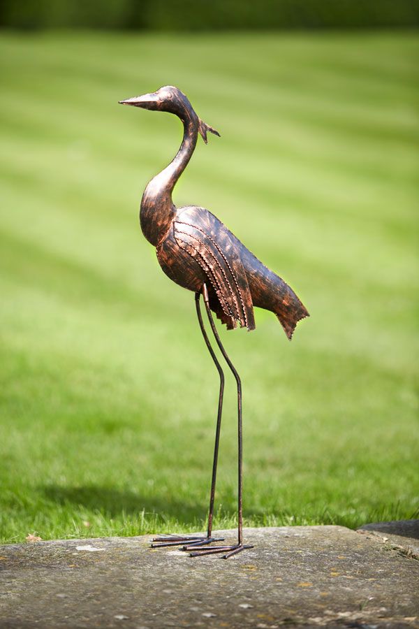 Metal Heron Sculpture Metal Garden Art