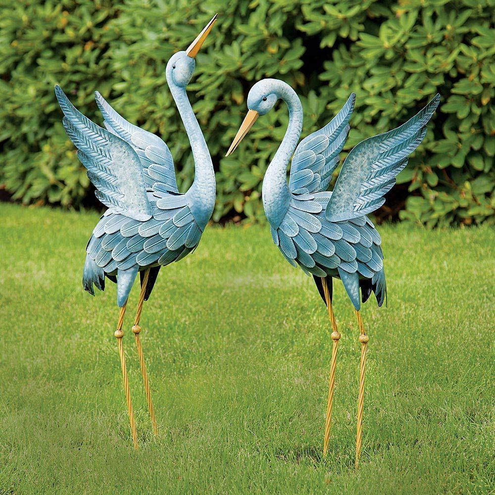 Metal Heron Sculpture Metal Garden Art