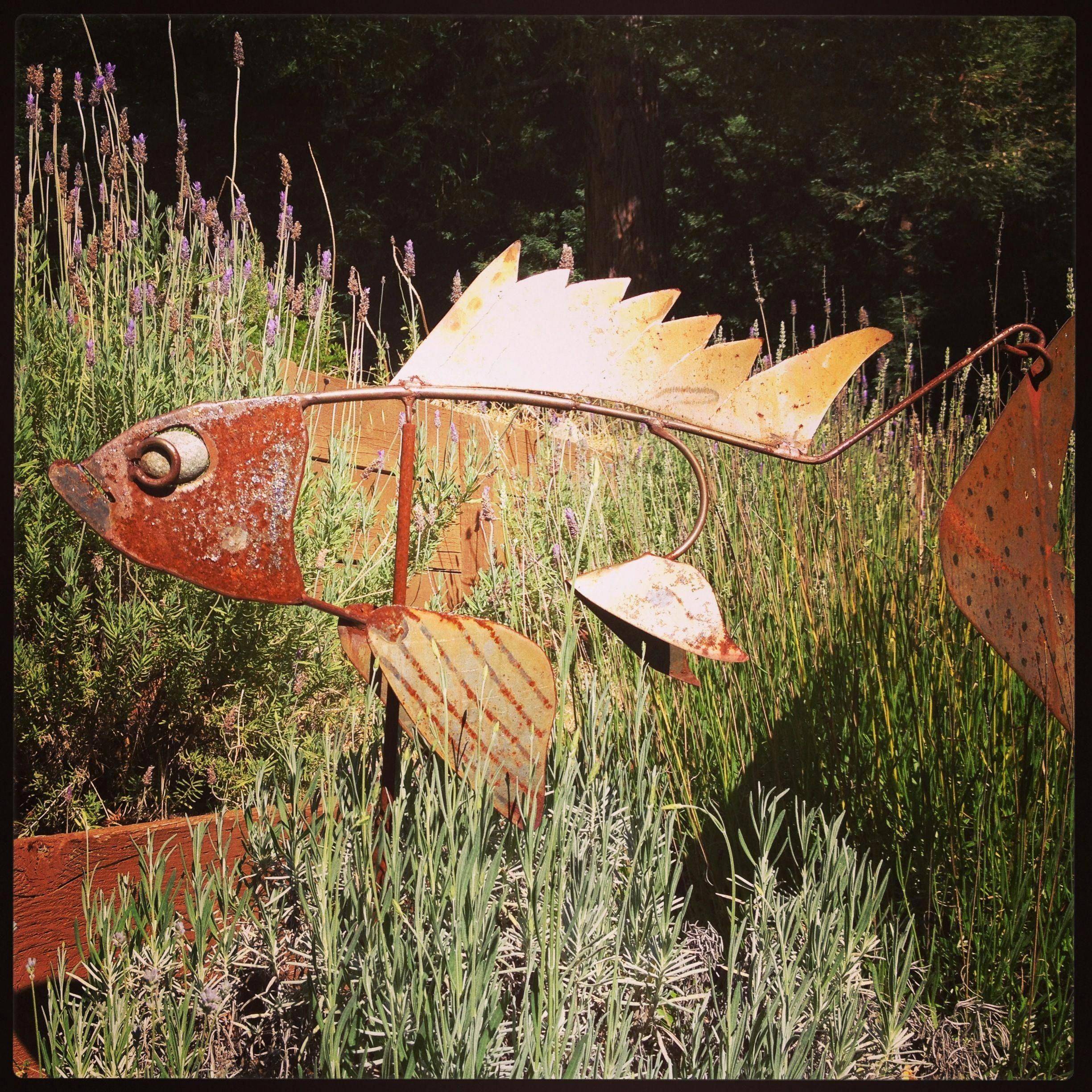 Shovel Fish Metal Yard Art