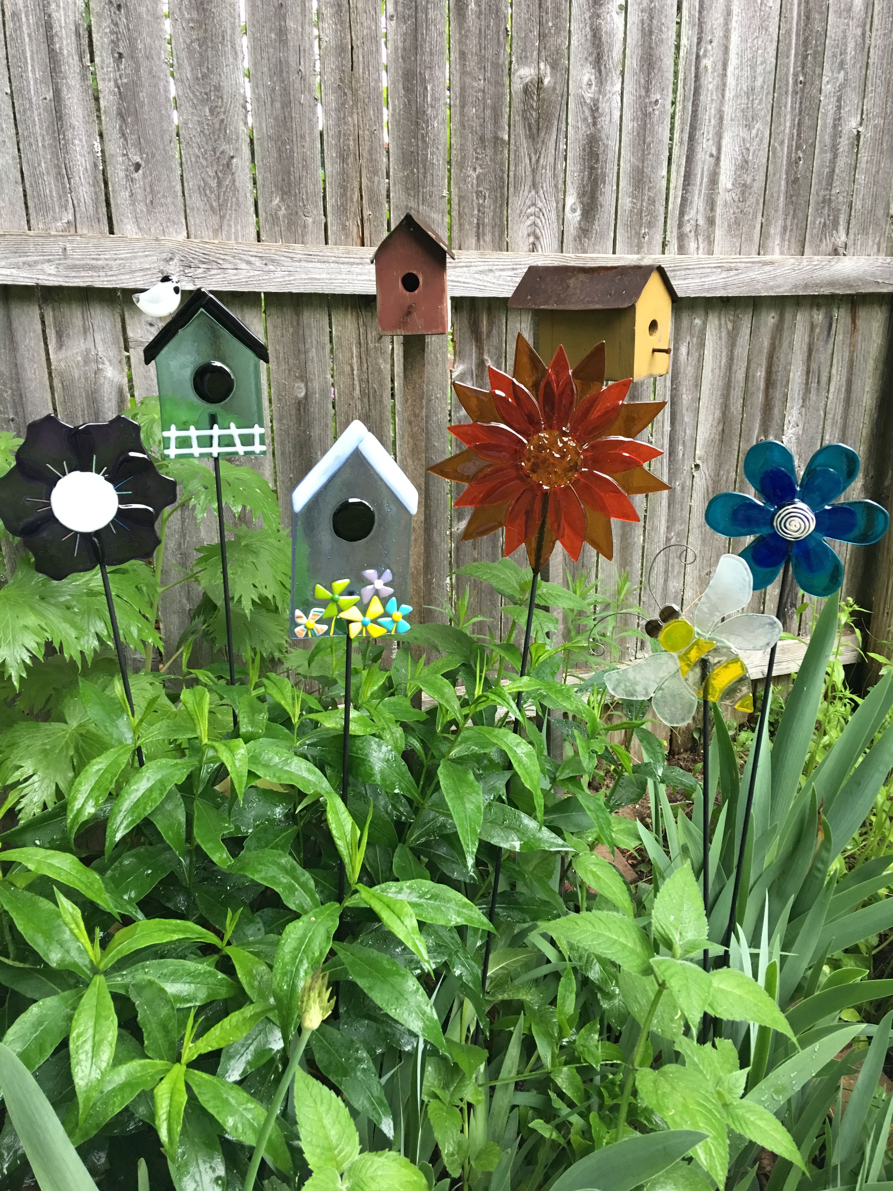 Stained Glass Garden Art Glass Garden Yard Art Garden