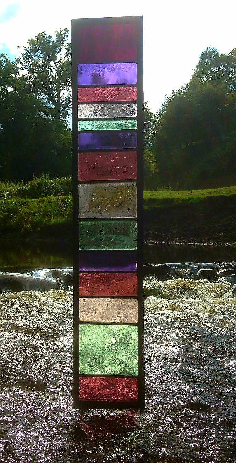 Rainbow Stained Glass Garden Stake Sizes