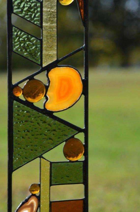 Sunflower Stained Glass Panel Suncatcher Floral Decor