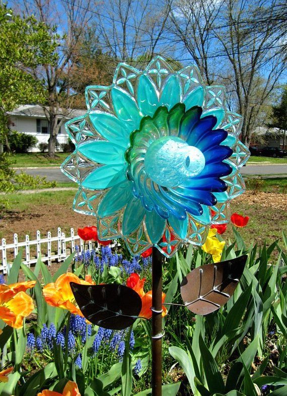Glass Finial Totem Garden Stake Garden Stakes