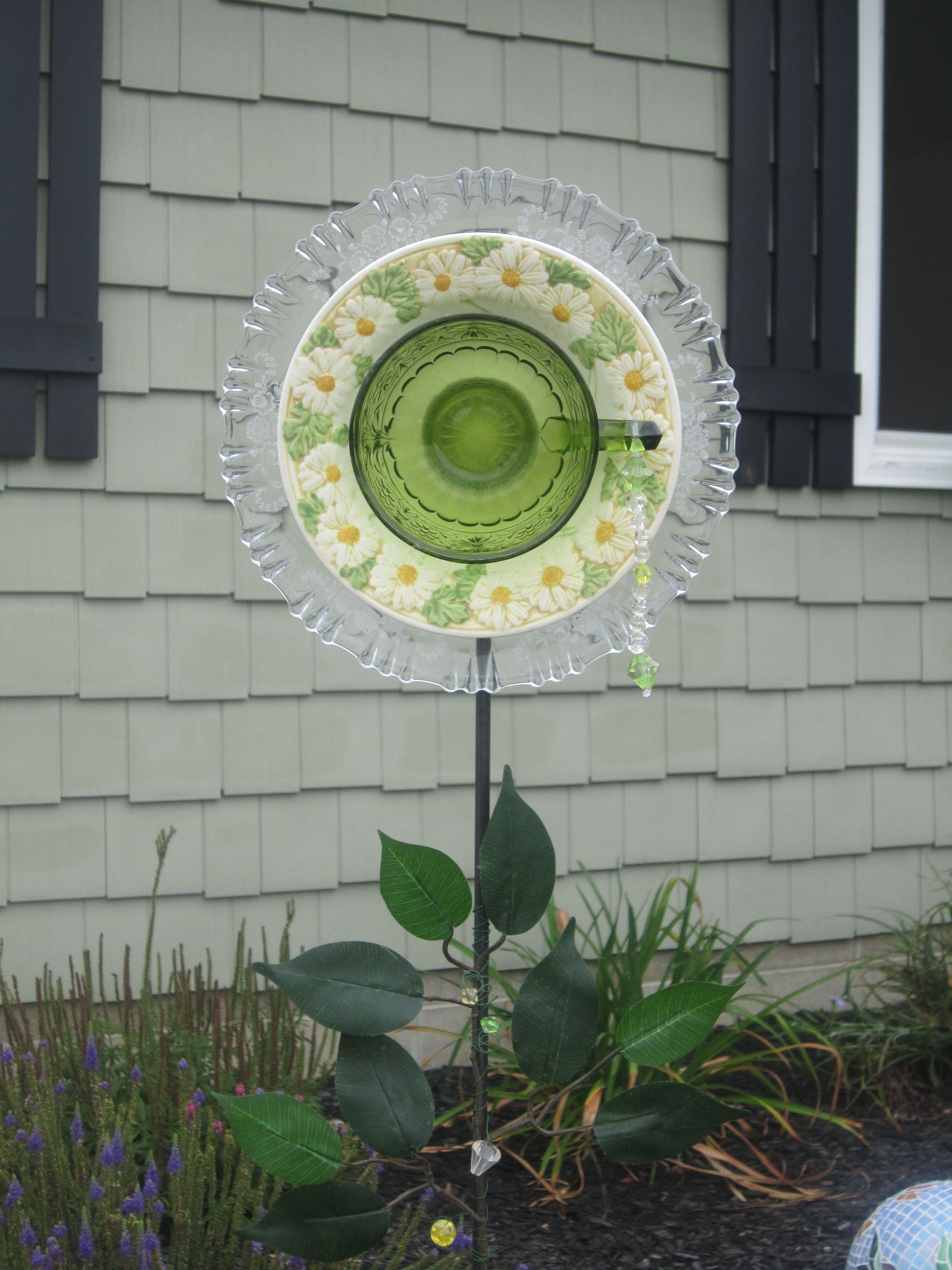 Upcycled Crystal Garden Stake Crystal Garden Glass Flowers Glass Art