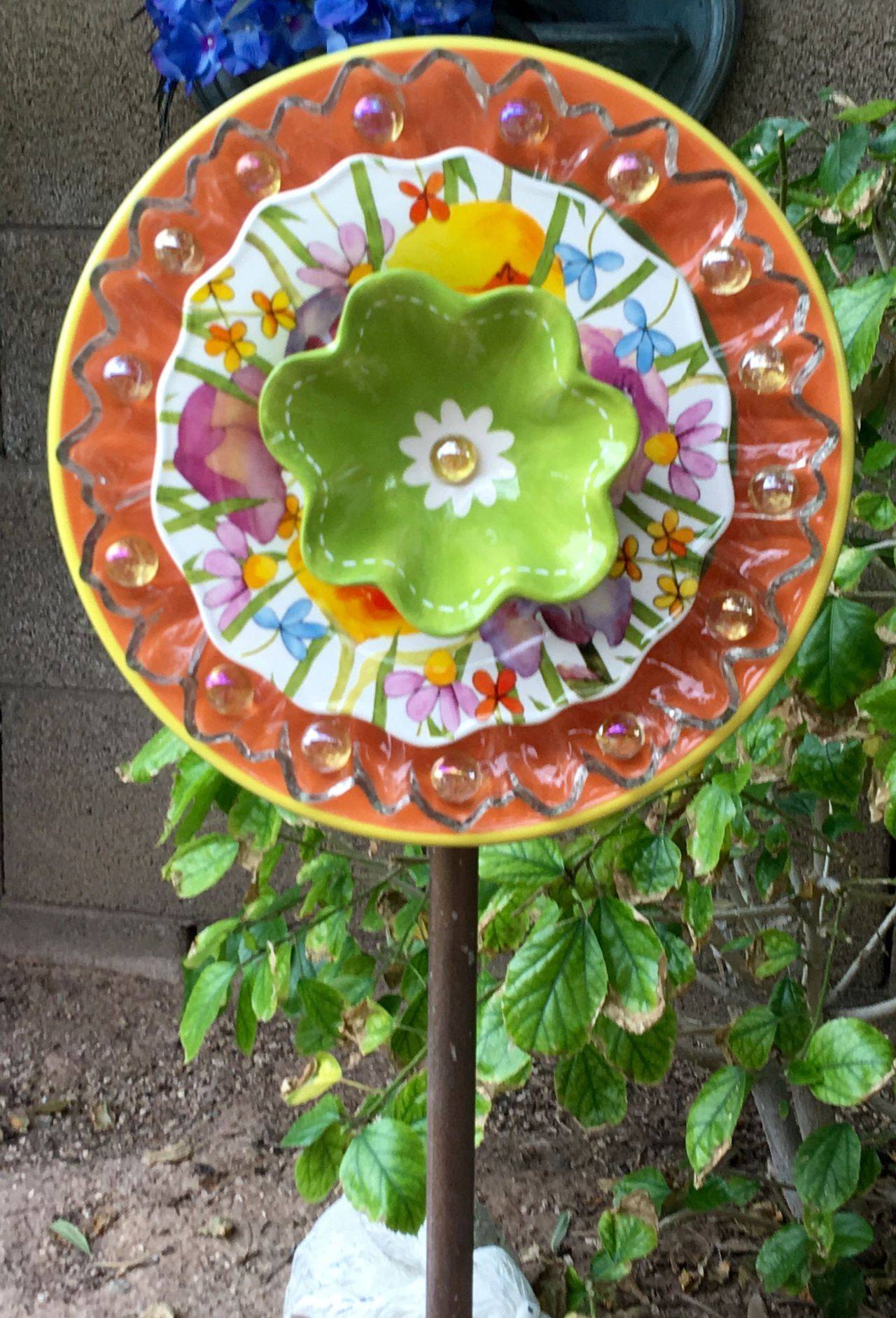 Drought Resistant Plate Flower Bed Garden Chic Glass Garden Art