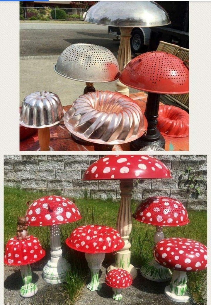 Large Glass Mushroom Diy Garden Art
