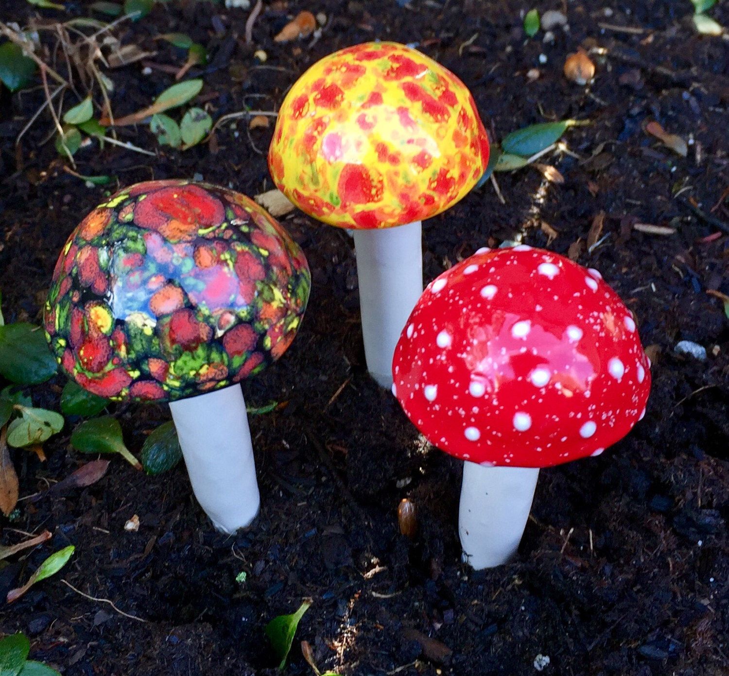 Upcycled Glass Mushrooms
