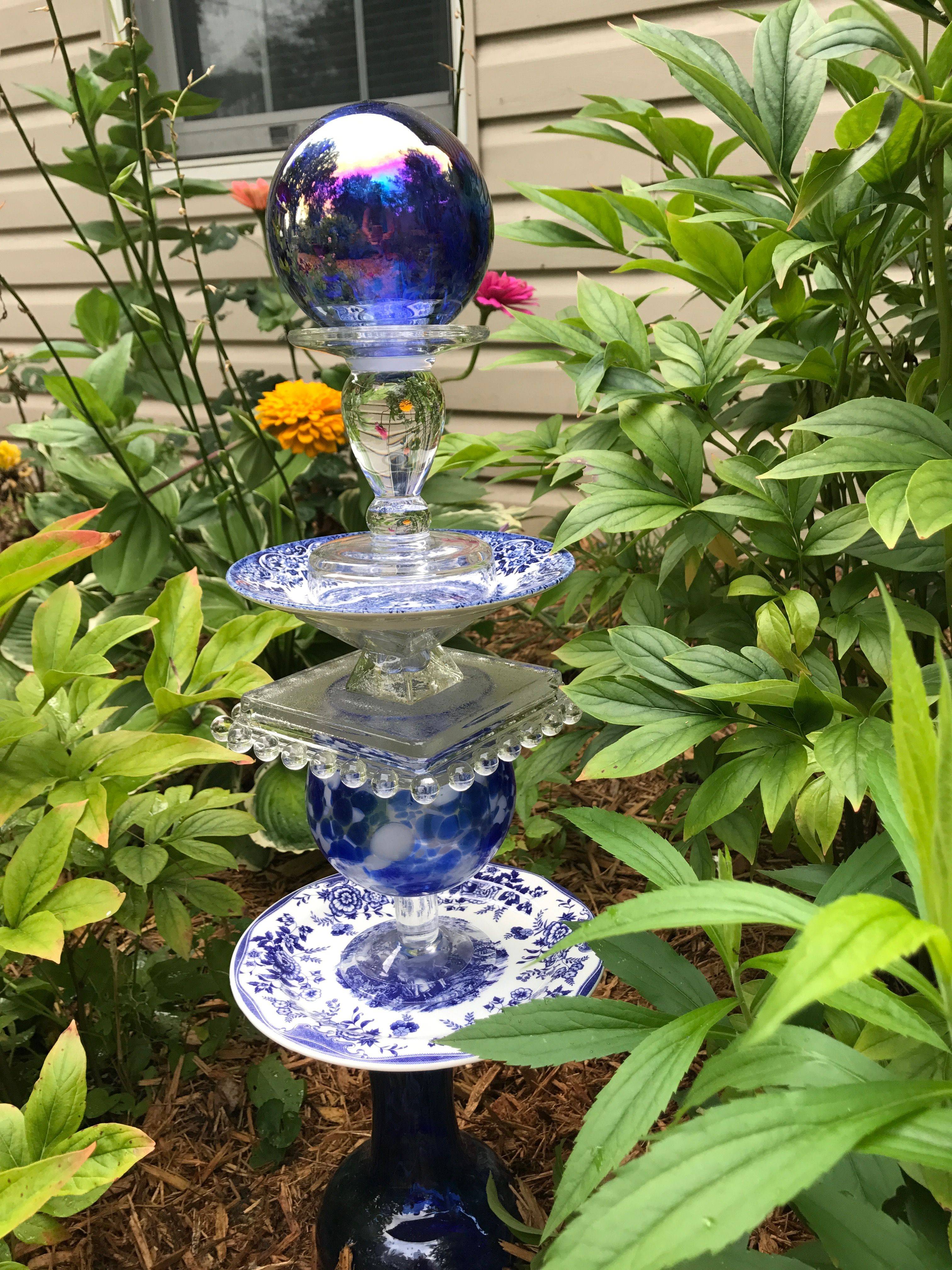 Blue Glass Tulip Garden Art Glass Garden Art