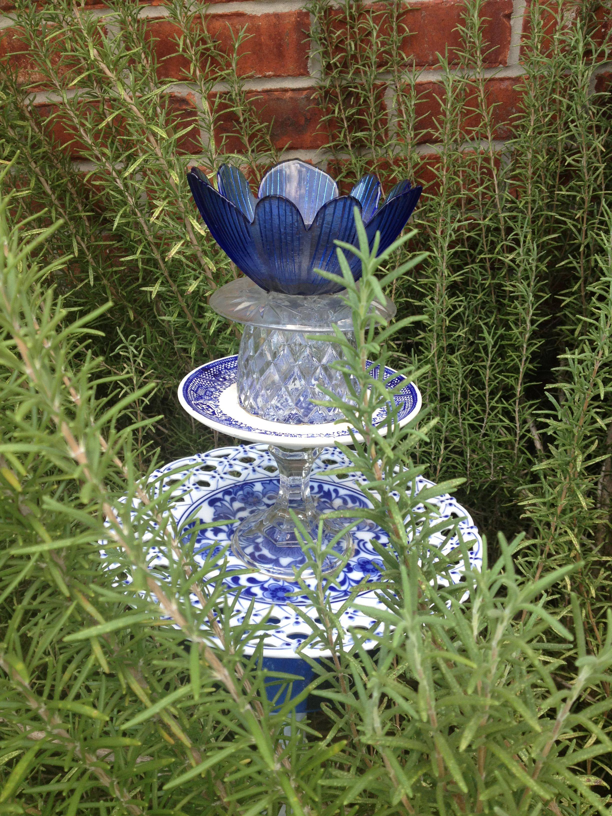 Cobalt Blue Colored Glass Garden Stake