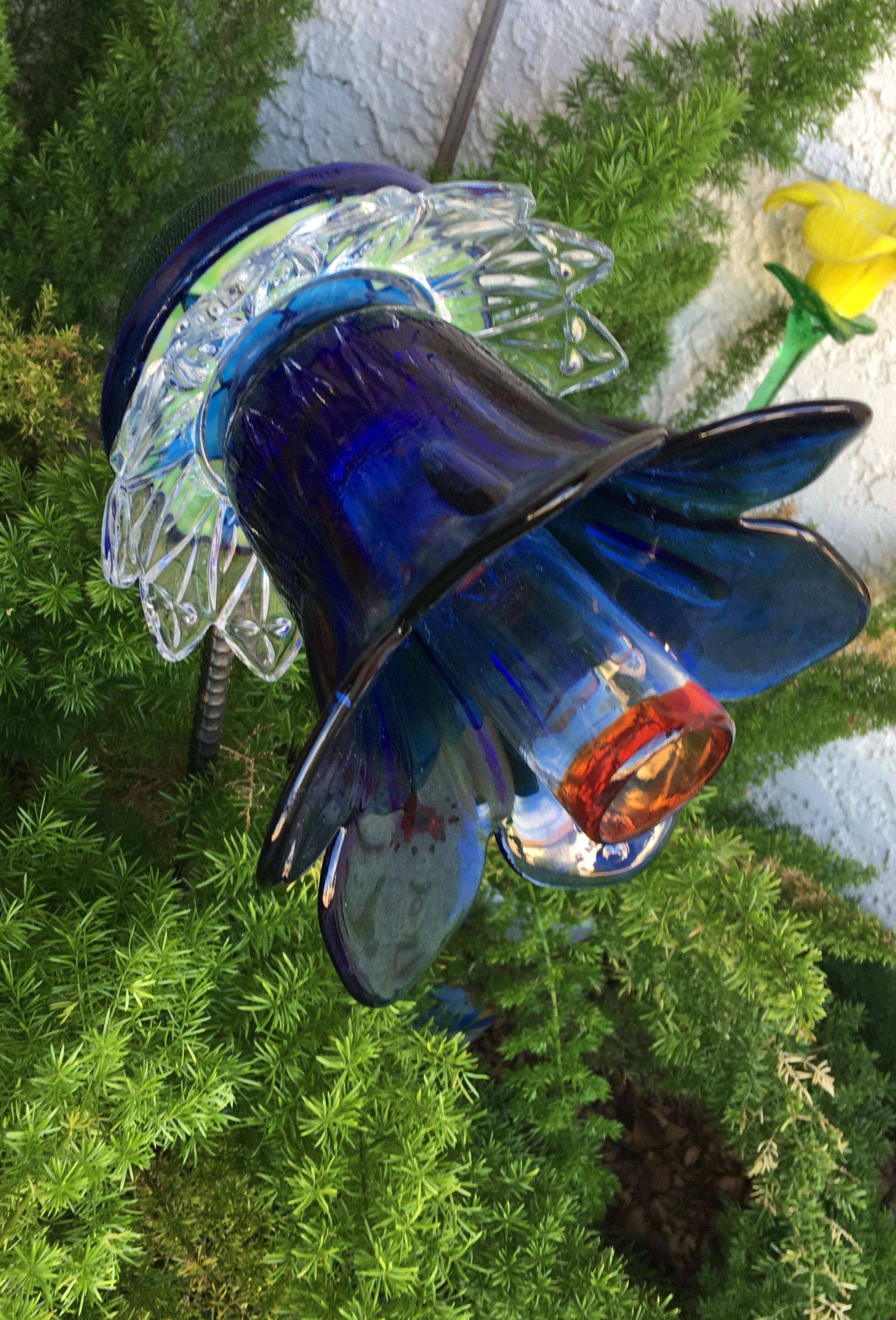 Cobalt Blue Hand Blown Glass Garden Sculpture Glass Garden