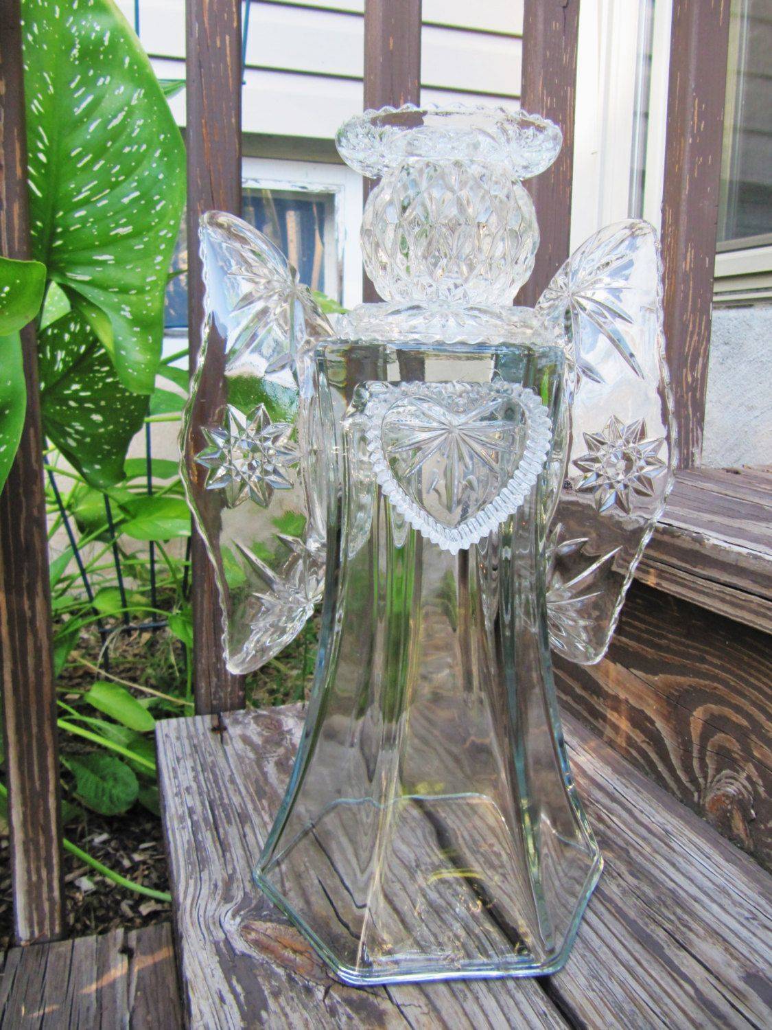 Repurposed Glass Garden Angel Glass Garden Art