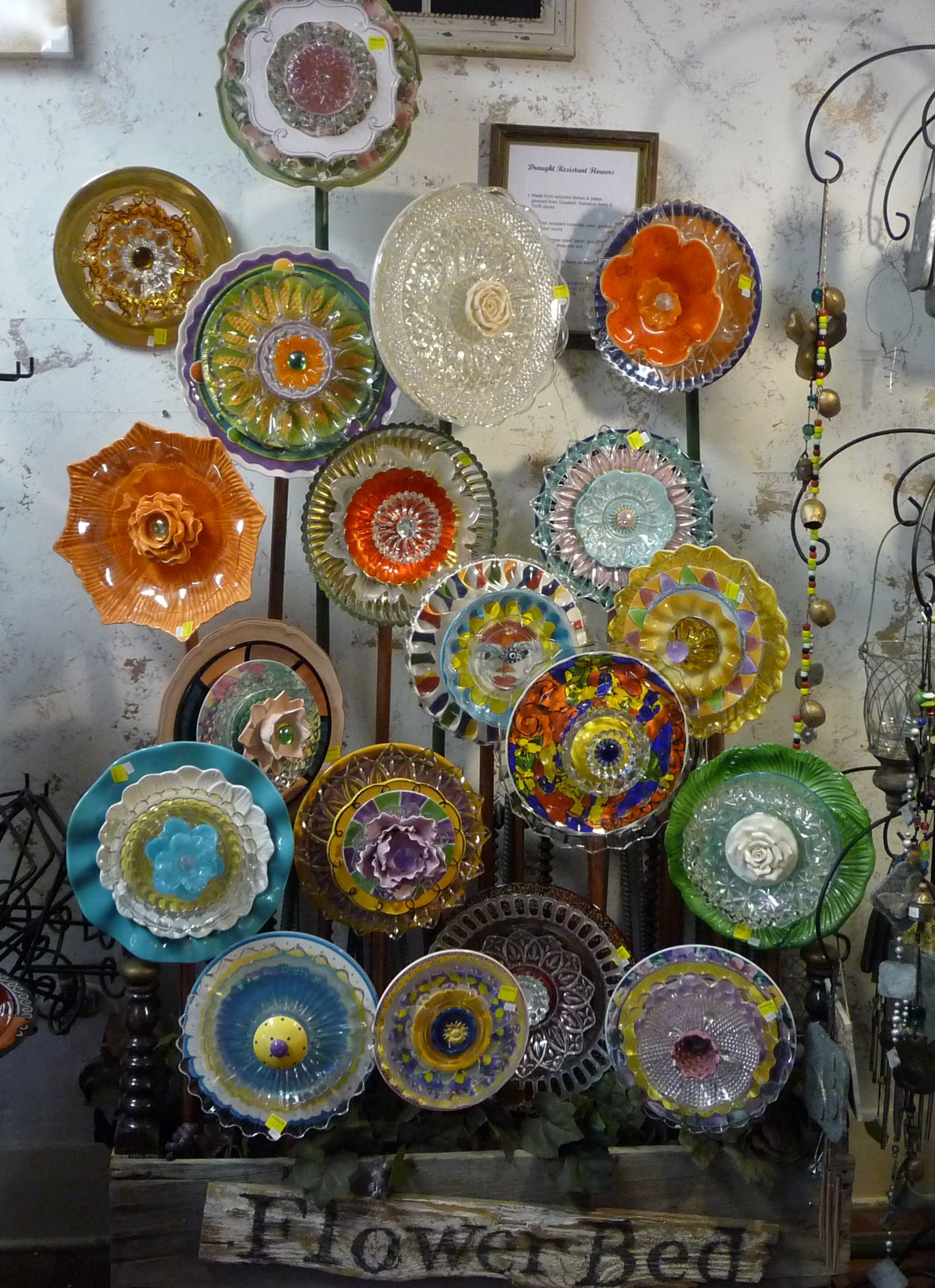 Glass Plate Garden Flower Art Decor Gift Mothers