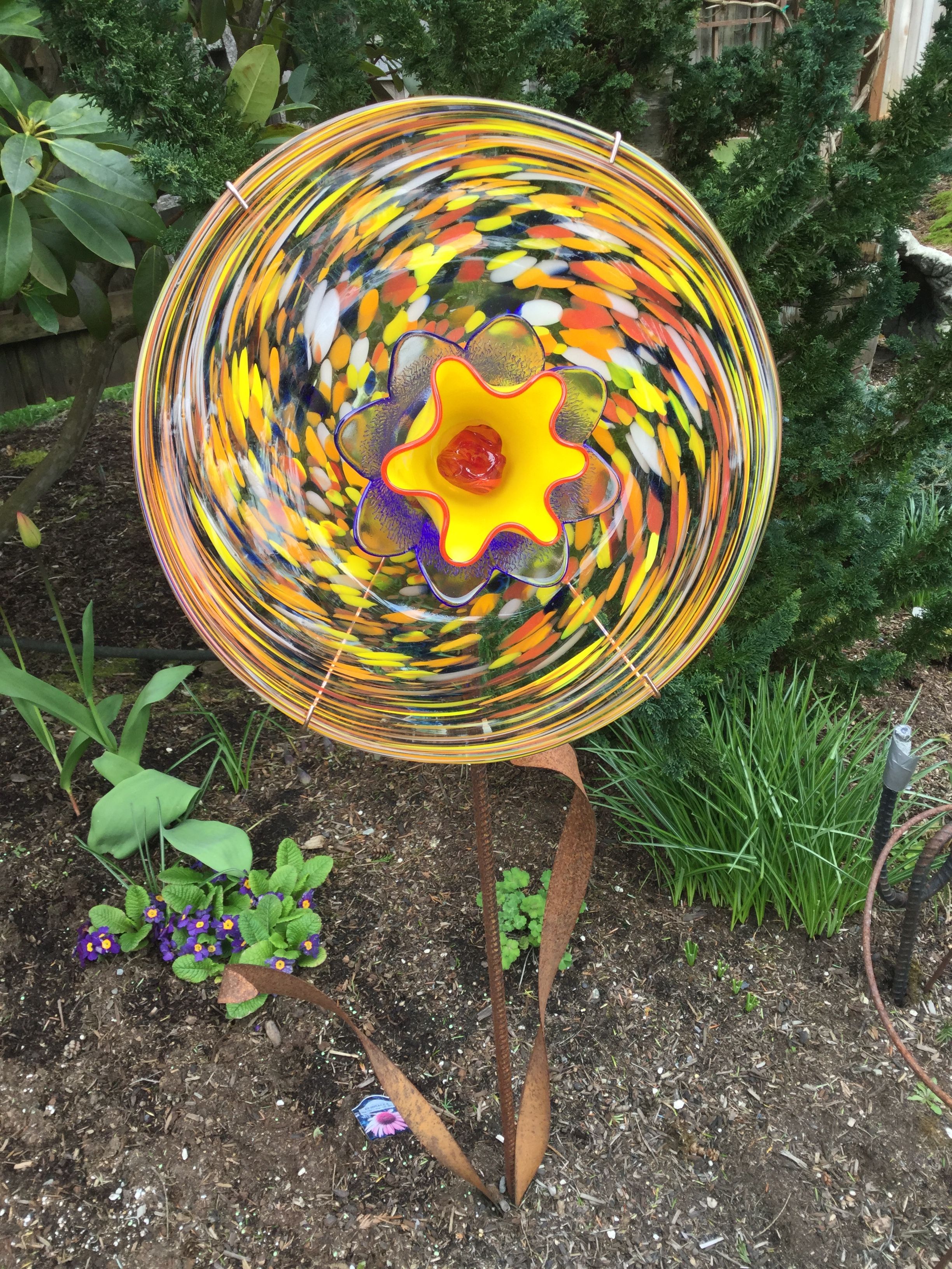 Glass Plate Garden Flower Art Decor Gift Mothers