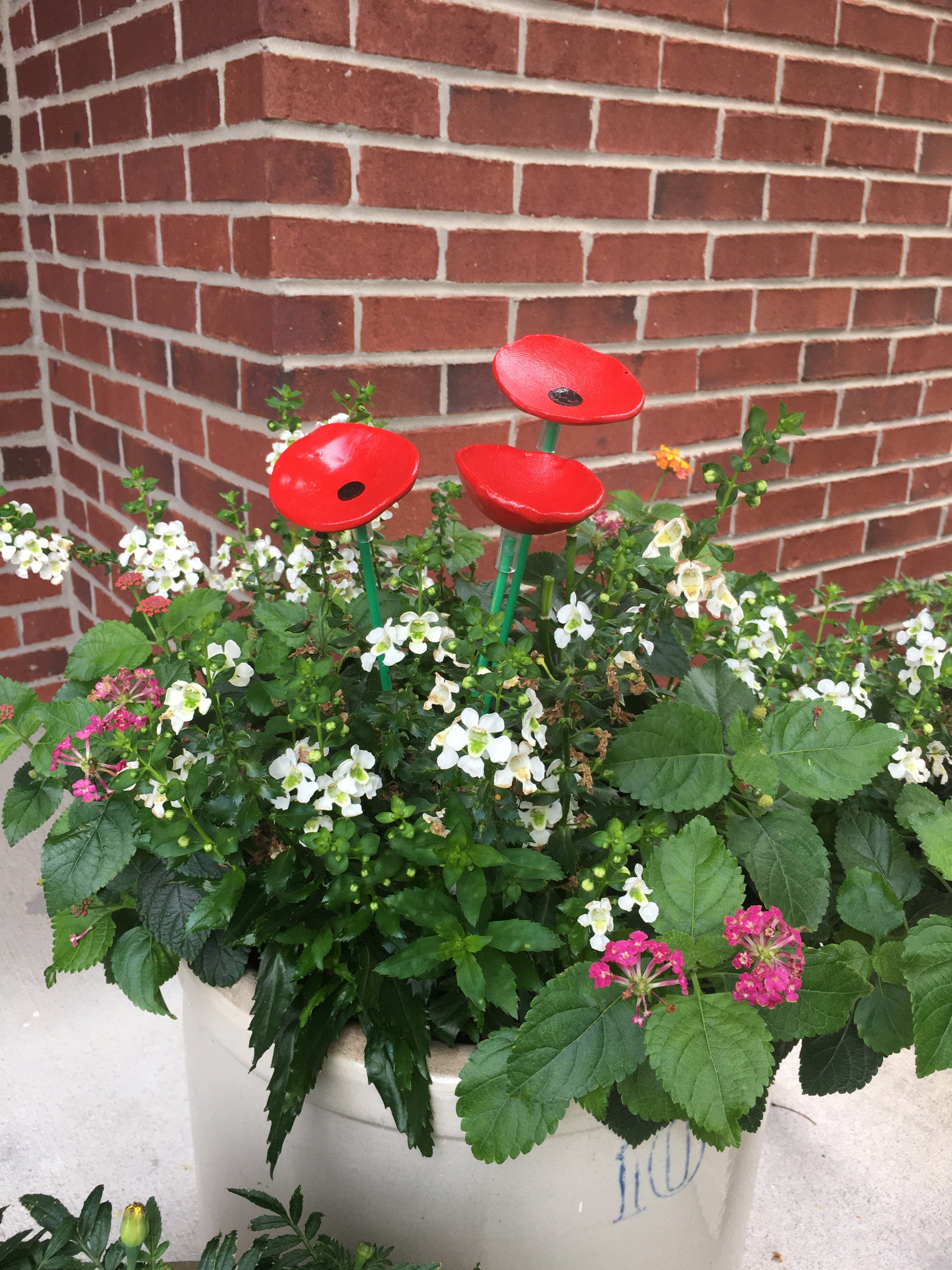 Poppy Flower Garden Stakes