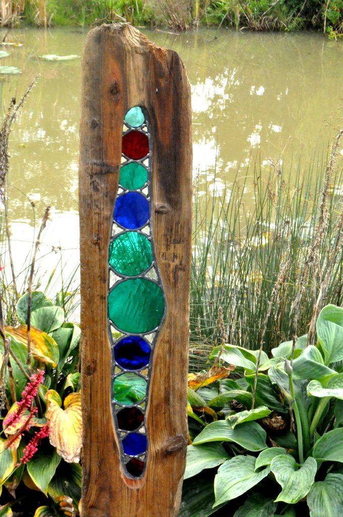 Glass Plate Flower Art Glass Yard Art Garden Glass Art