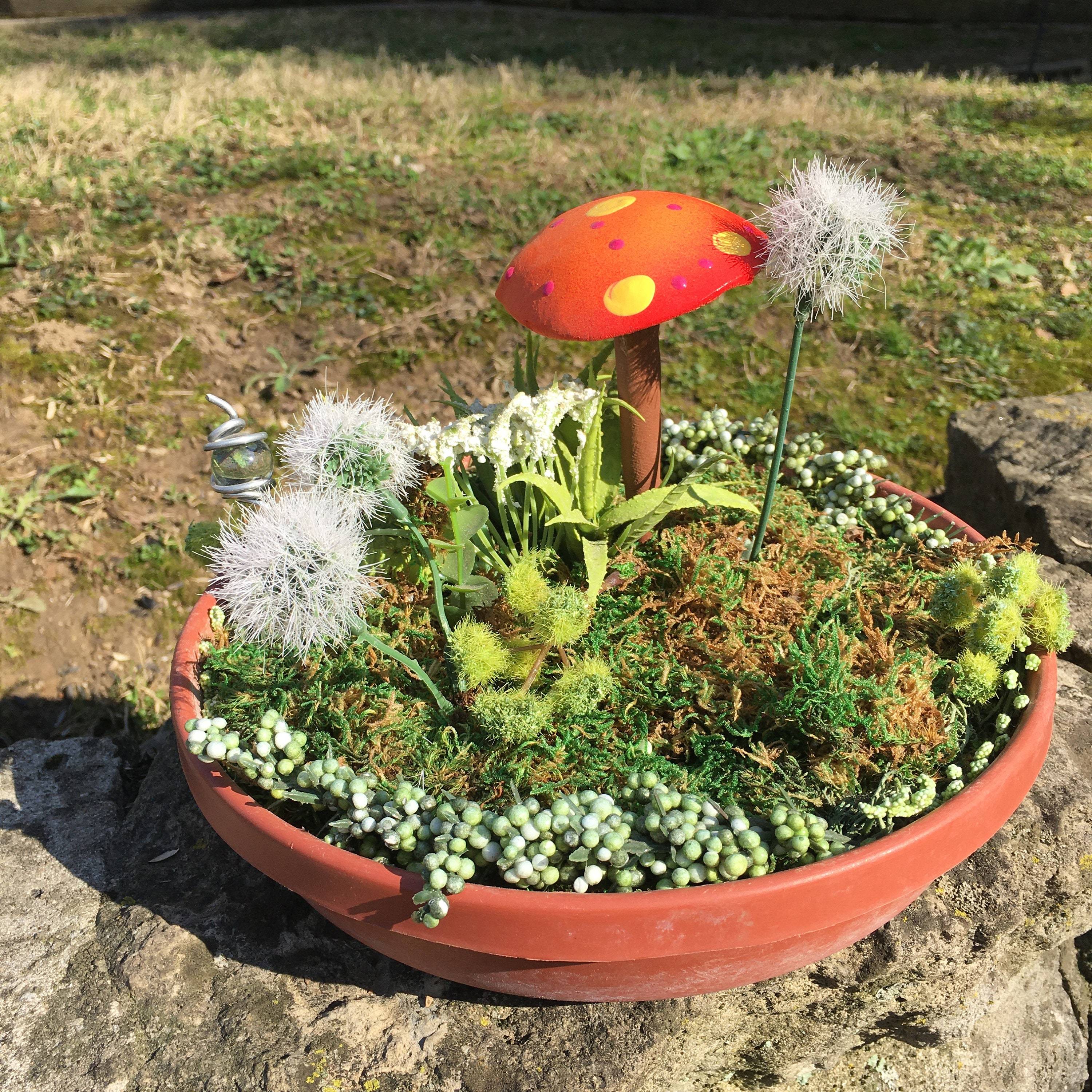 Miniature Fairy Garden Ceramic Mushroom House Plowhearth