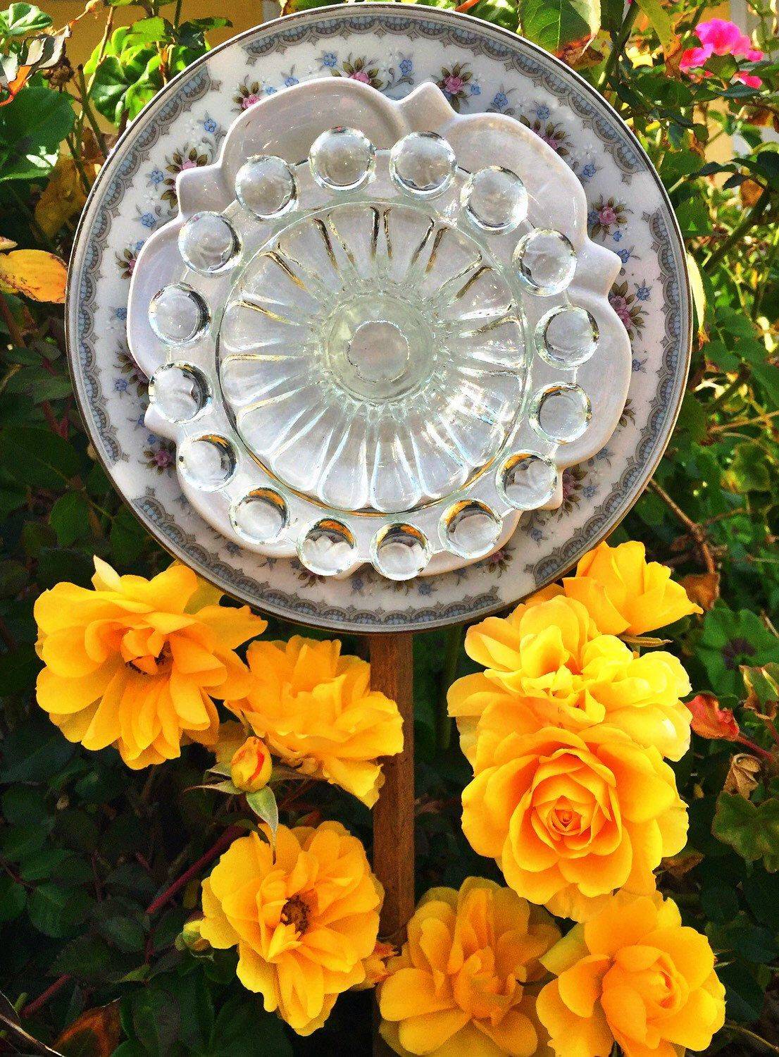 Upcycled Garden Glass Flowers