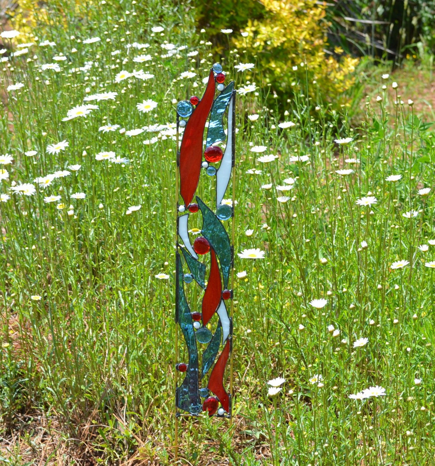 Stained Glass Garden Art Glass Garden Yard Art Garden Glass