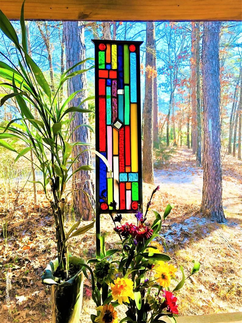 Stained Glass Garden Ornament Architectural Pan