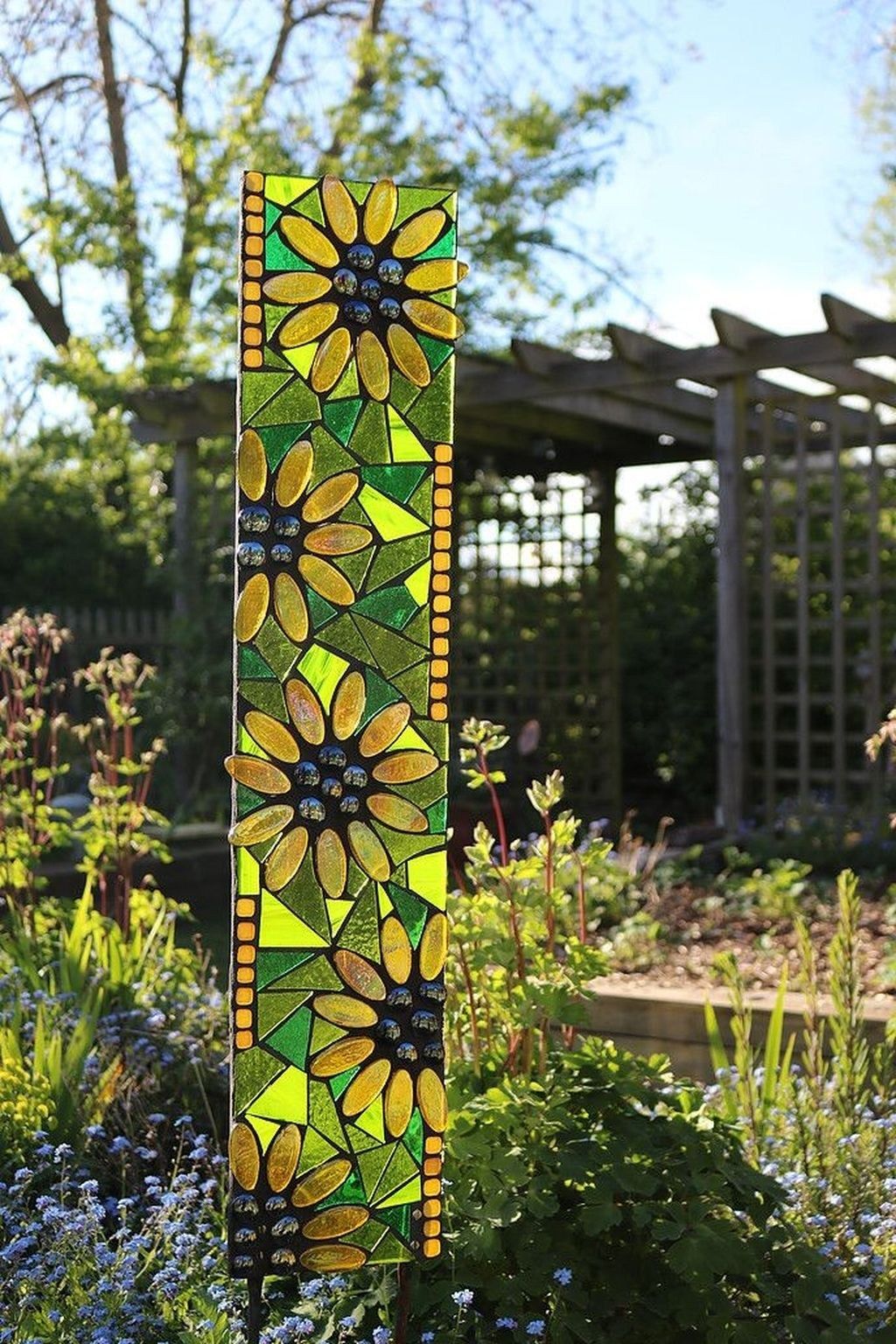 Stained Glass Garden Ornament Yard Art
