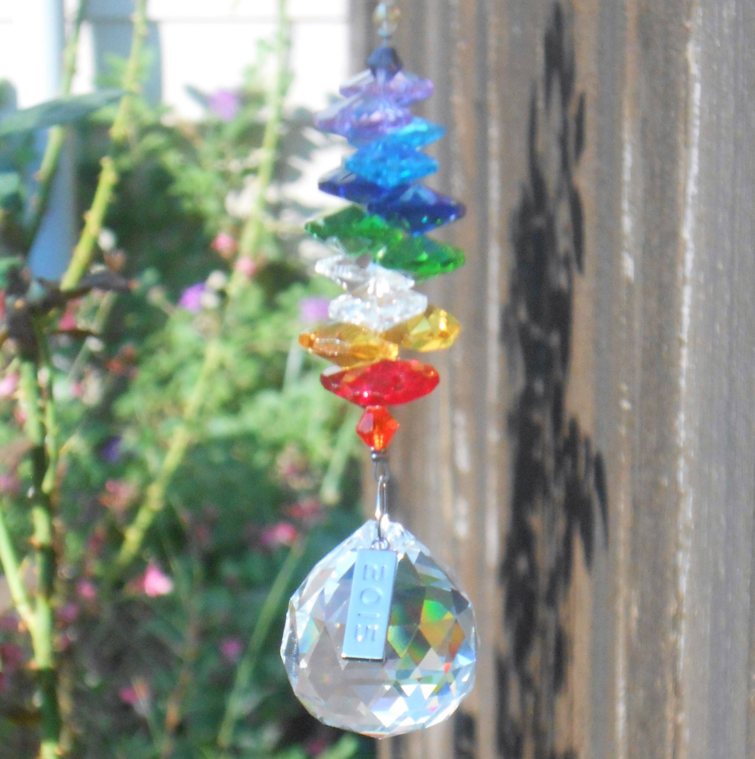 Large Metal Glass Hanging Sun Catcher Wind Chime Home Garden