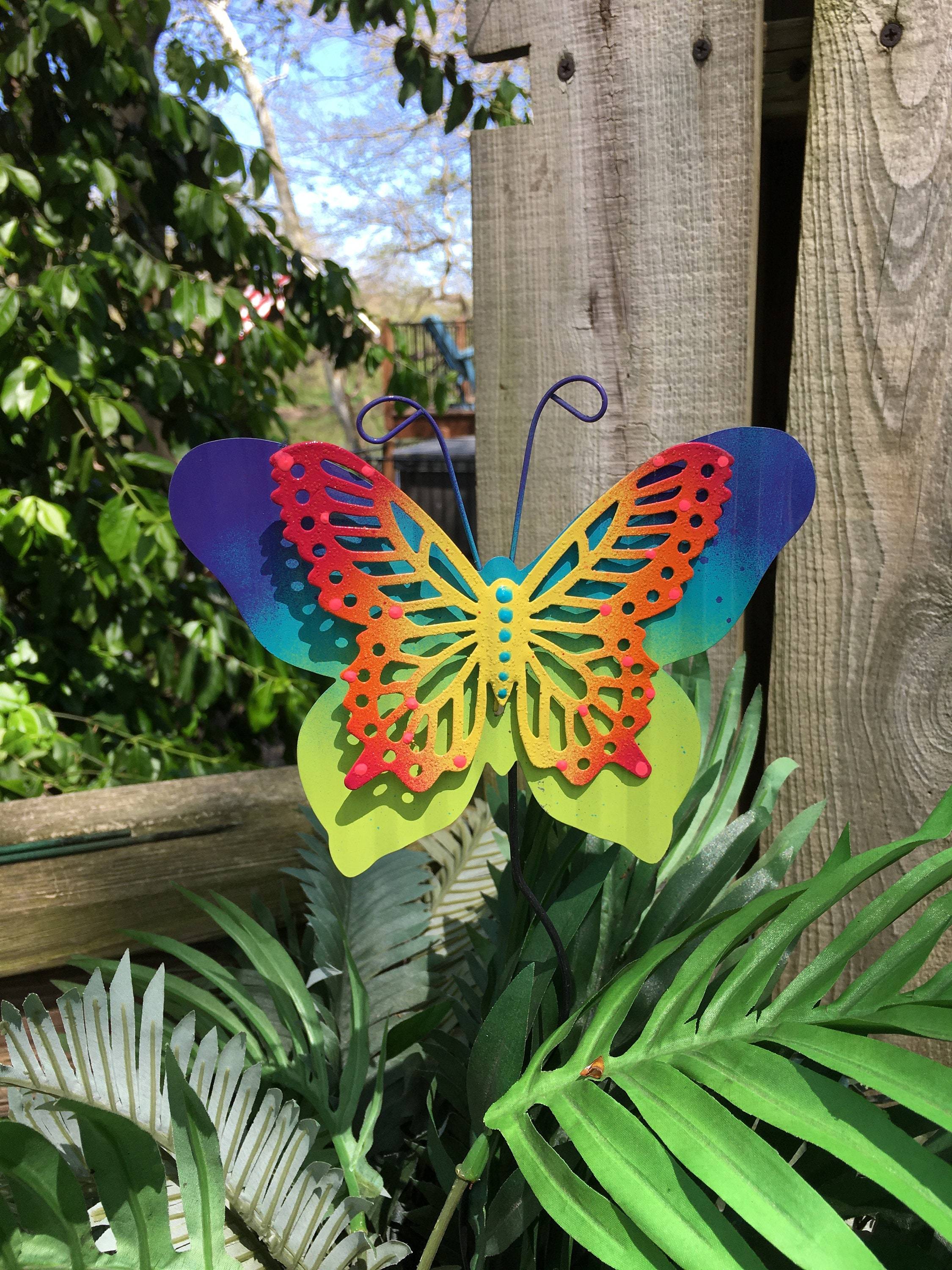 Butterflies Garden Decoration Multi Coloured Metal Outdoor Butterfly Xl