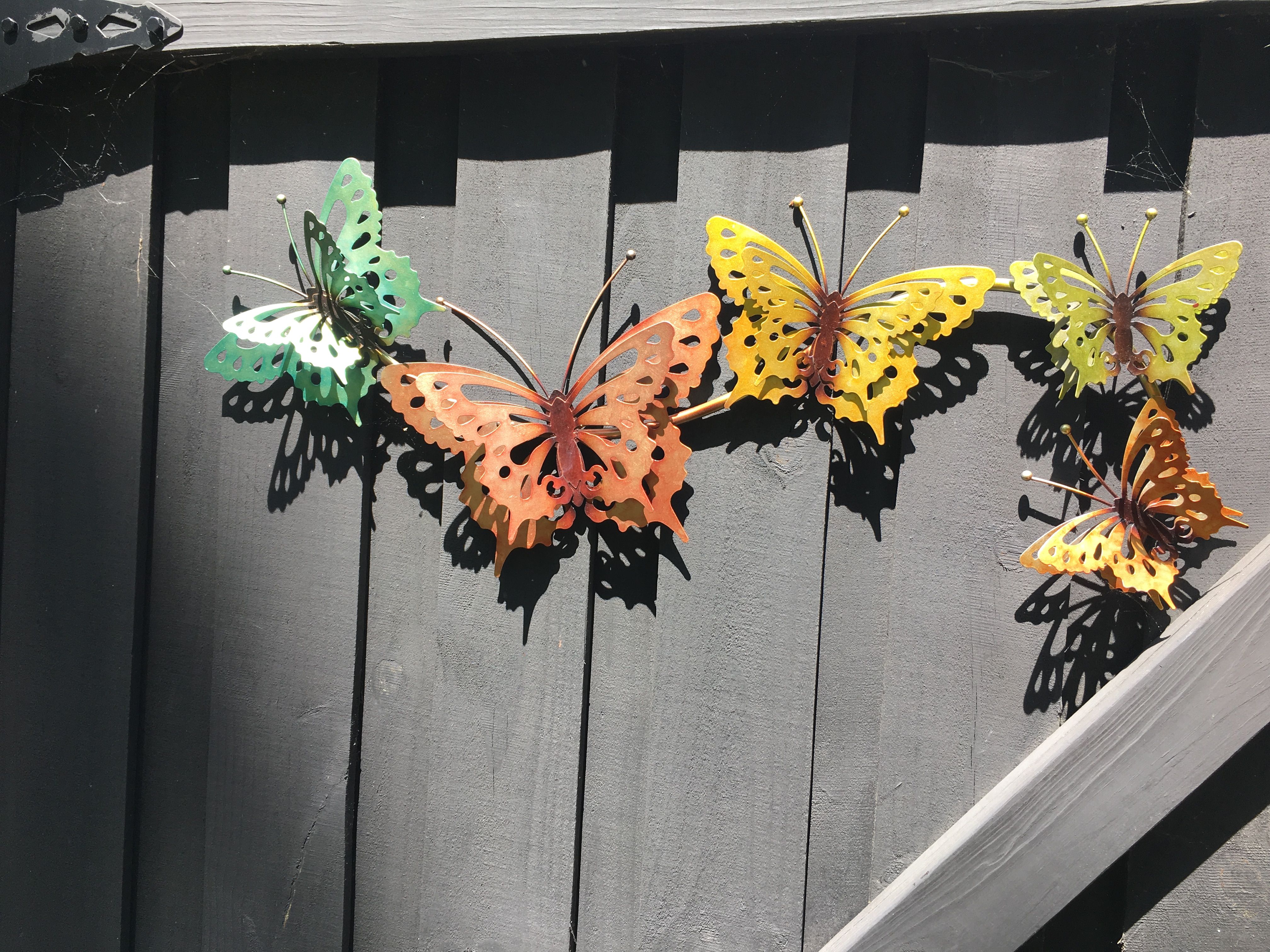 Large Blue Green Metal Butterfly Garden Ornament Wall Art Fence