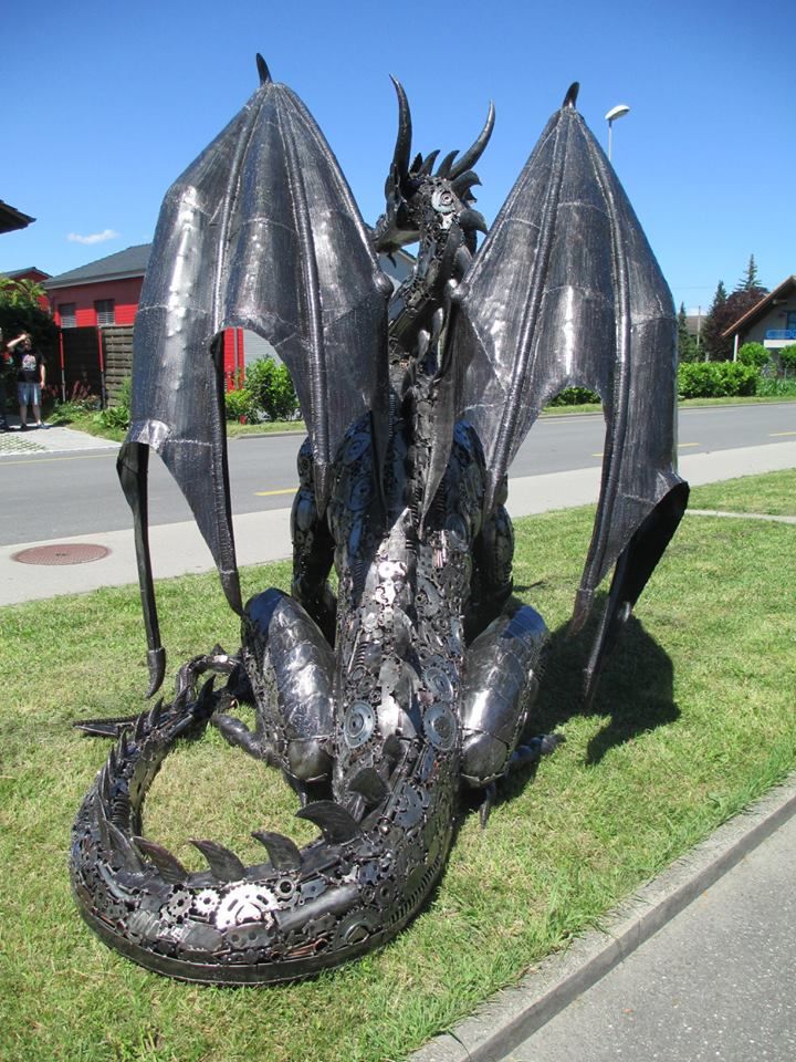 Heart Shaped Dragon Garden Art