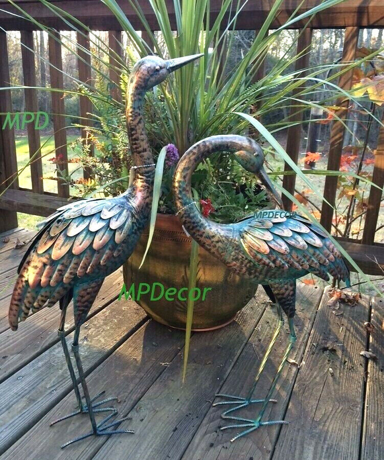 Old Crow Couple Metal Yard Lawn Ornament Stake Harvest Fall