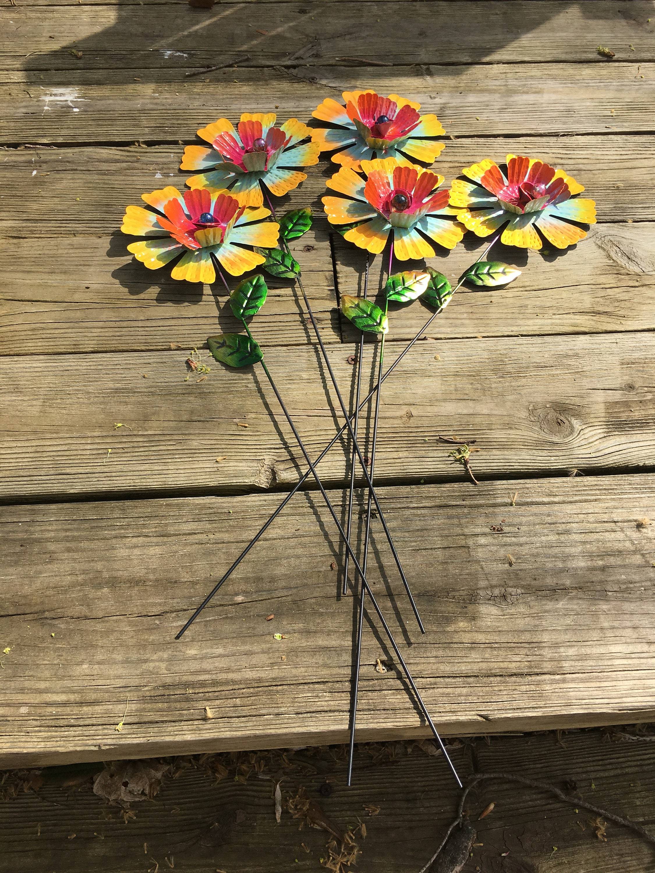 Custom Outdoor Whimsical Metal Flower Garden Yard Sculpture