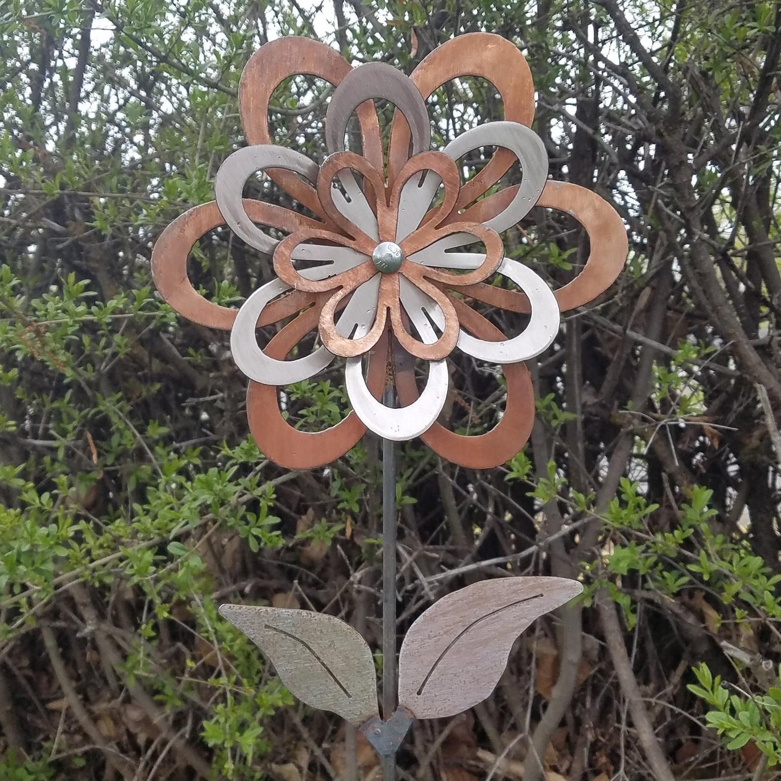Blue Sunflower Flower Garden Stake