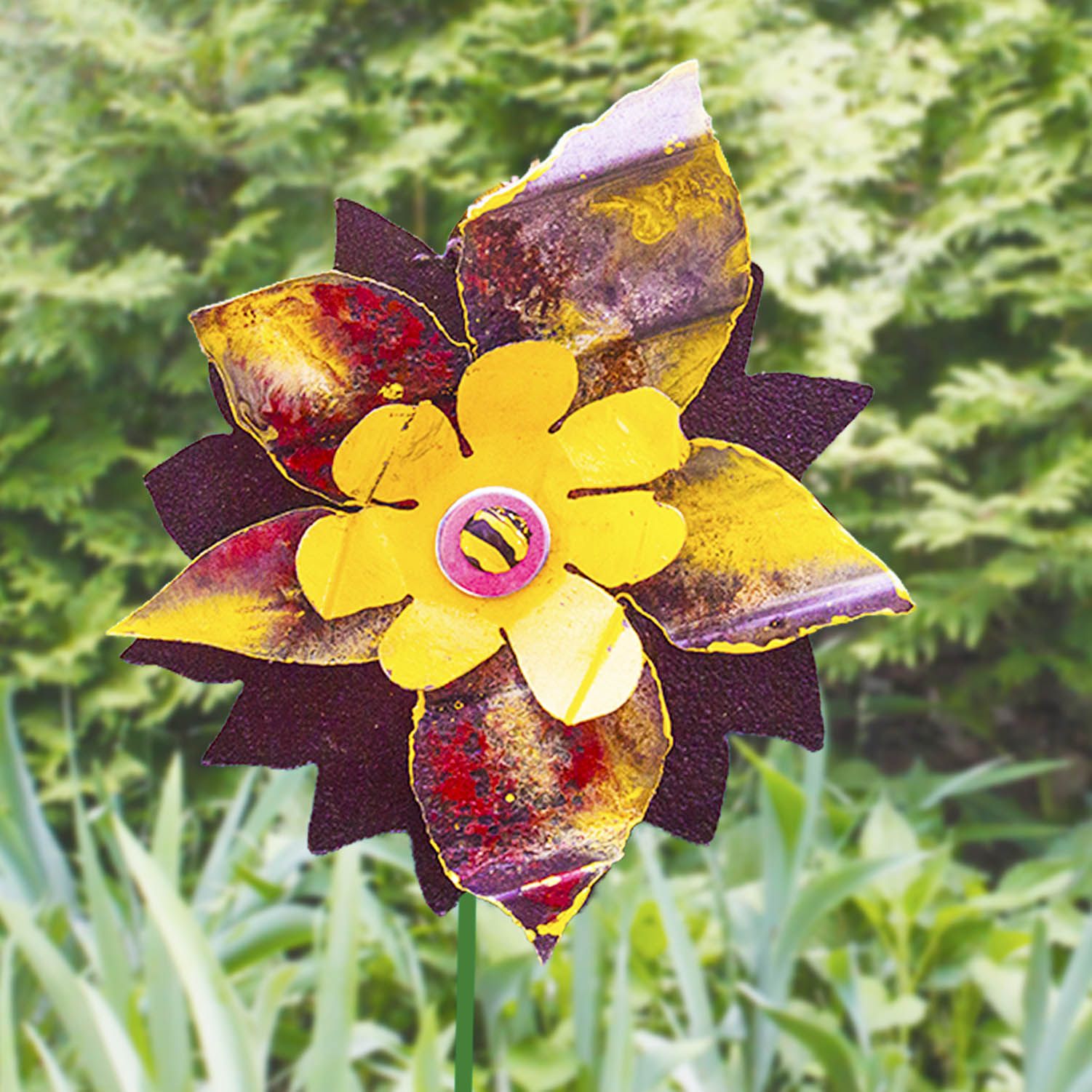Metal Flower Garden Stake