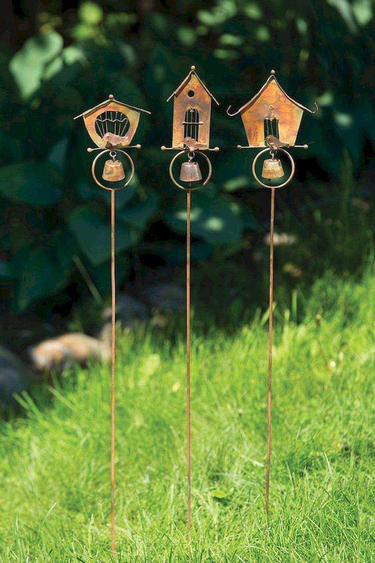 Whimsical Red Metal Flower Outdoor Sculptures Art