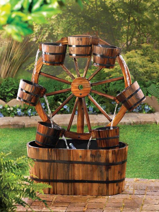 Large Wood Wagon Wheel Plant Flower Holder Garden Display Planter Decor